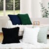 Unyqoos ® Set van Twee Luxe Kussenslopen van Corduroy Fluweel met Pompons voor Moderne Stijl