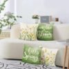 Unyqoos ® Set van 4 Decoratieve Kussenhoezen met Lente Bloemenmotief voor Binnen en Buiten 45 x 45 cm