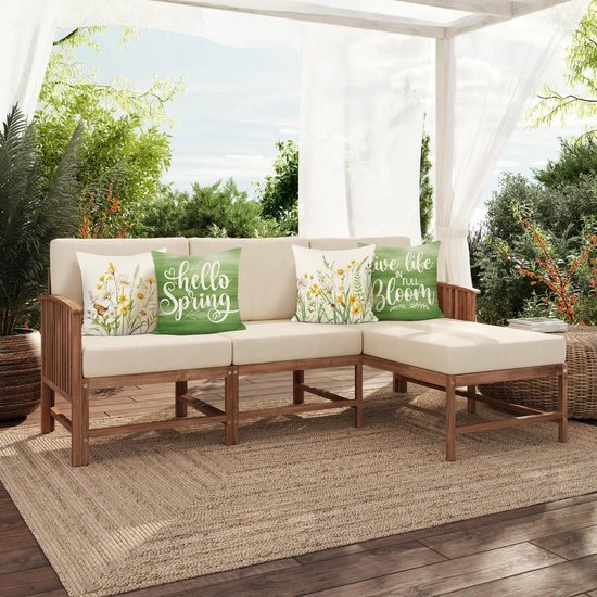 Unyqoos ® Set van 4 Decoratieve Kussenhoezen met Lente Bloemenmotief voor Binnen en Buiten 45 x 45 cm