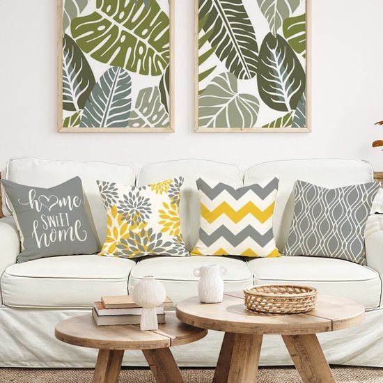 Unyqoos ® Set van 4 Geometrische Decoratieve Kussenhoezen 40x40 cm voor Binnen en Buiten Gebruik