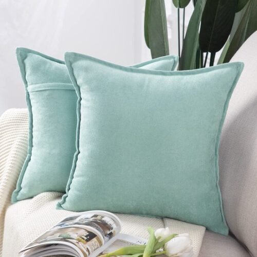 550x550-37413.jpg Unyqoos® Set van 2 Luxe Zachte Chenille Sierkussenhoezen in Fris Blauwgroen, 45 x 45 cm