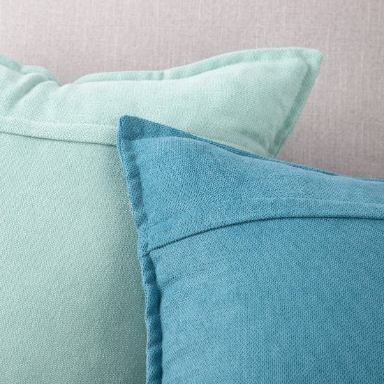 Unyqoos® Set van 2 Luxe Zachte Chenille Sierkussenhoezen in Fris Blauwgroen, 45 x 45 cm