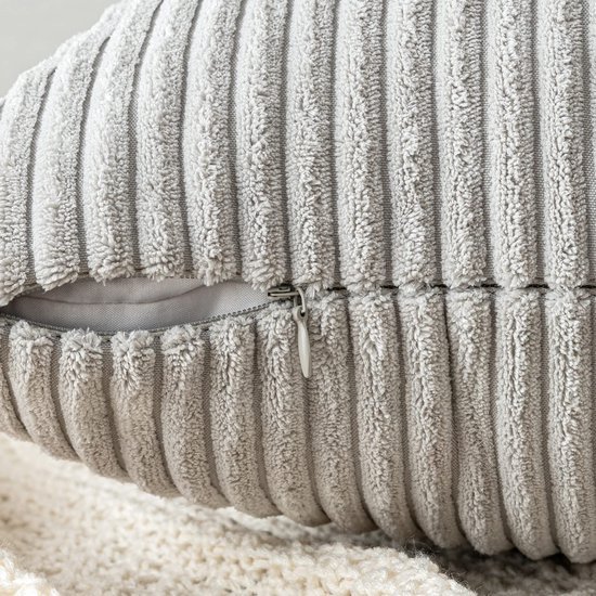 Unyqoos ® Sfeervolle Ribfluwelen Kussenslopen voor Stijlvolle Interieurdecoratie, Lichtgrijs, 45 x 45 cm, Set van 2