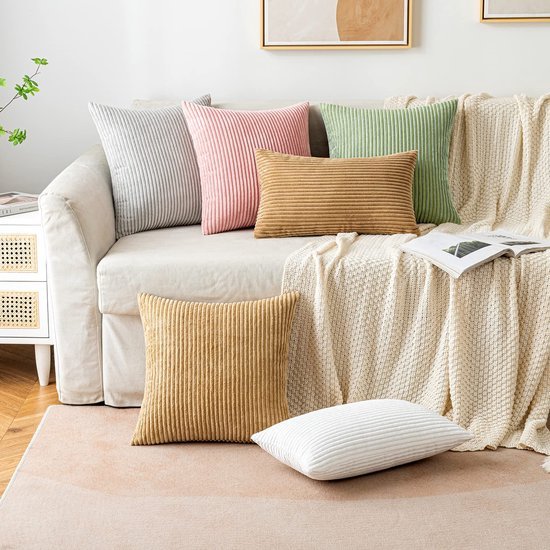 Unyqoos ® Sfeervolle Ribfluwelen Kussenslopen voor Stijlvolle Interieurdecoratie, Lichtgrijs, 45 x 45 cm, Set van 2