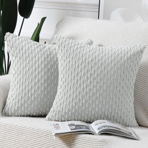 550x550-37456.jpg Unyqoos® Set van Twee Zachte Gestreepte Boho Kussenhoezen voor Slaapkamer en Bank, Grijs-Wit, 50 x 50 cm