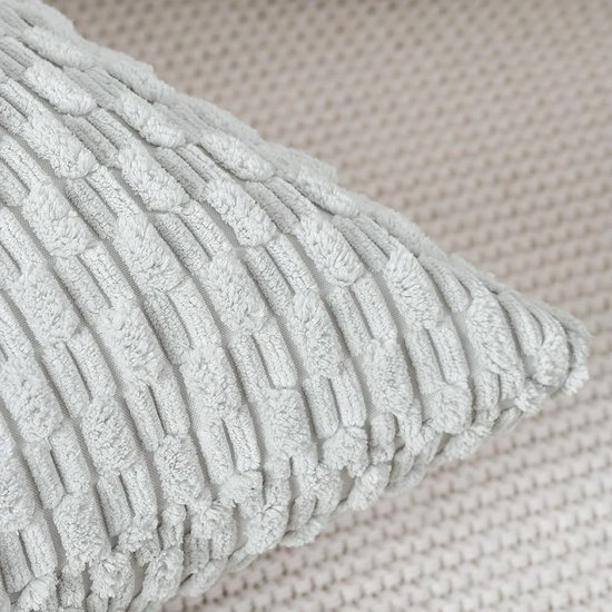Unyqoos® Set van Twee Zachte Gestreepte Boho Kussenhoezen voor Slaapkamer en Bank, Grijs-Wit, 50 x 50 cm