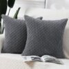 Unyqoos® Set van Twee Luxe Boho Gestreepte Kussenhoezen voor Slaapkamer en Bank, Grijs, 50 x 50 cm
