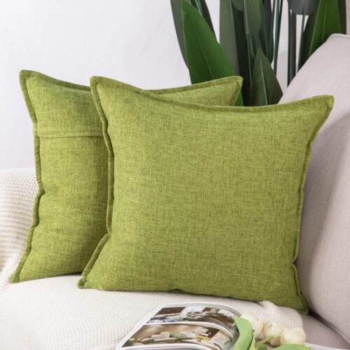 Unyqoos® Verfrissende Set van 2 Zachte Linnen Kussenhoezen voor Bank en Slaapkamer, Lichtgroen, 40x40 cm
