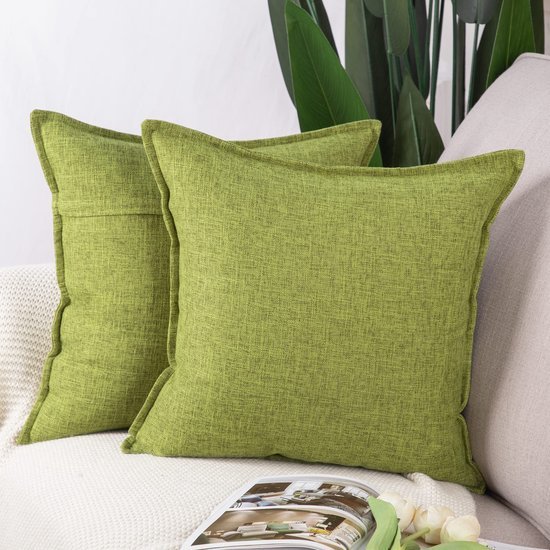 Unyqoos® Verfrissende Set van 2 Zachte Linnen Kussenhoezen voor Bank en Slaapkamer, Lichtgroen, 40x40 cm