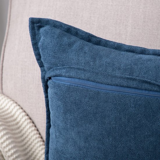 Unyqoos® Set van 2 Luxe Chenille Sierkussenhoezen in Zacht Denim Blauw, 45 x 45 cm