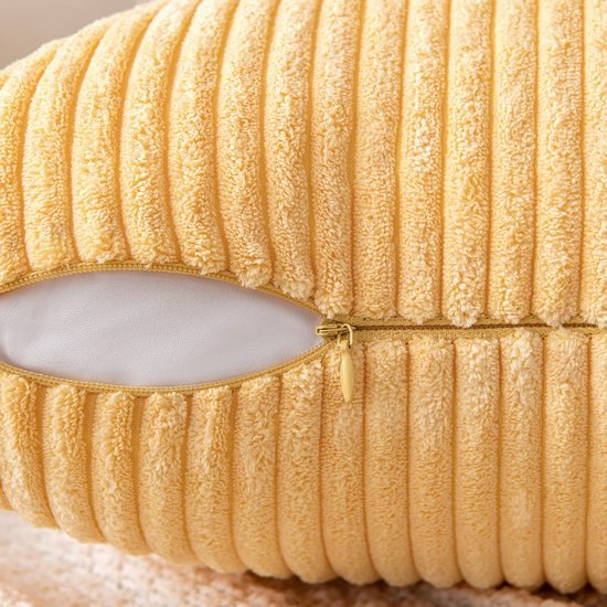 Unyqoos ® Zachte Ribfluwelen Sierkussenslopen voor Huisdecoratie, 45 x 45 cm, Lichtgeel, Set van 2