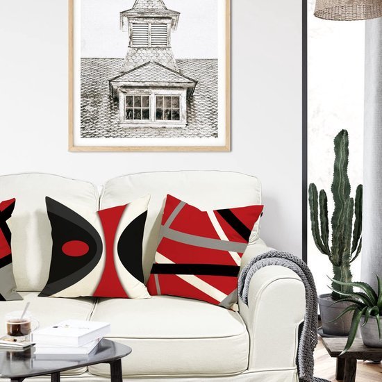 550x550-37540.jpg Unyqoos ® Set van 4 Stijlvolle Kussenhoezen in Geometrisch Design voor Binnen en Buiten, 40x40 cm