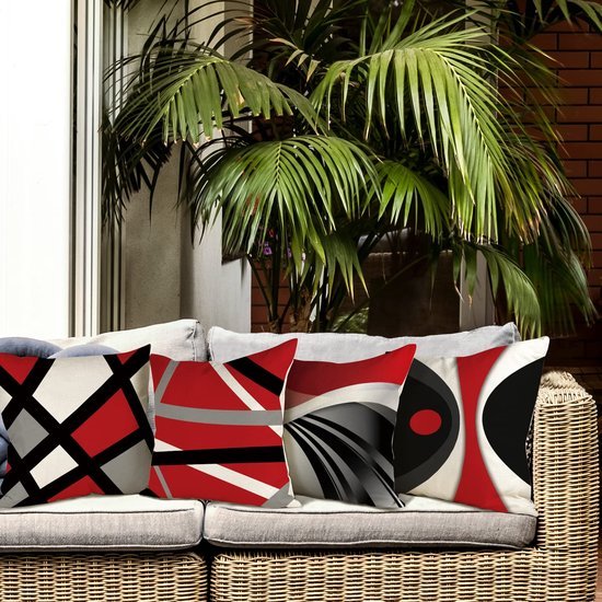 550x550-37543.jpg Unyqoos ® Set van 4 Stijlvolle Kussenhoezen in Geometrisch Design voor Binnen en Buiten, 40x40 cm