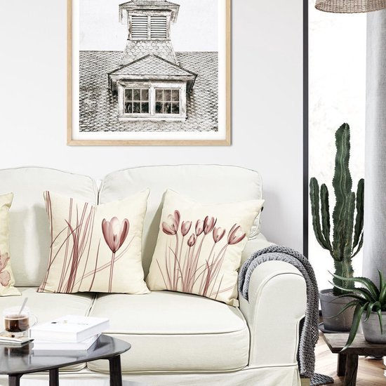 Unyqoos ® Sierlijke Bloemen Kussenhoezen Set van 4 in Linnen voor Binnen- en Buitengebruik 40x40 cm