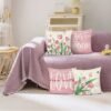 Unyqoos ® Set van 4 Decoratieve Kussenslopen met Lente Bloemenmotief voor Huis en Tuin