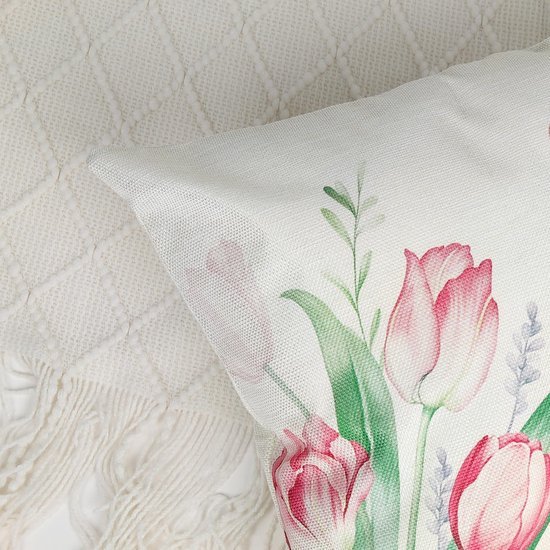 Unyqoos ® Set van 4 Decoratieve Kussenslopen met Lente Bloemenmotief voor Huis en Tuin