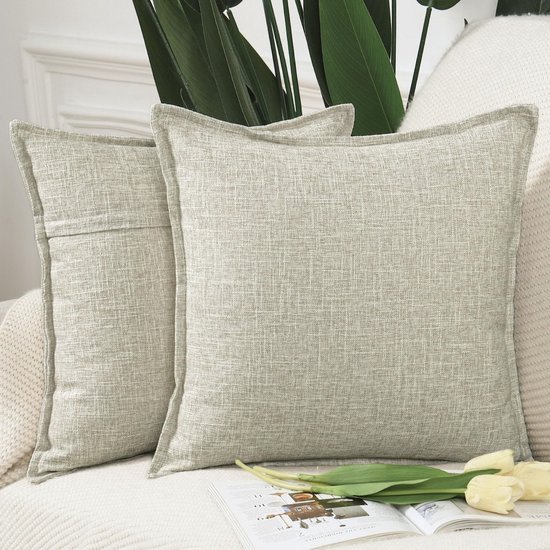 Unyqoos ® Set van 2 Luxe Linnen Kussenhoezen voor Stijlvolle Woonkamerdecoratie, 40 x 40 cm, Vierkant