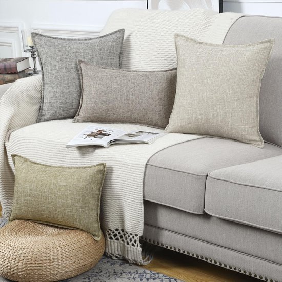 Unyqoos ® Set van 2 Luxe Linnen Kussenhoezen voor Stijlvolle Woonkamerdecoratie, 40 x 40 cm, Vierkant