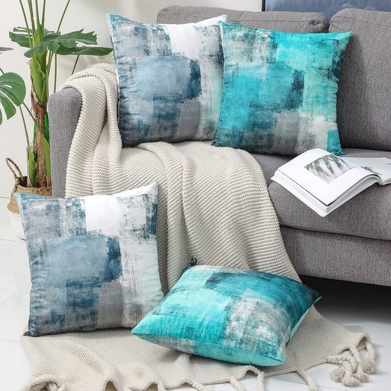 550x550-37596.jpg Unyqoos ® Set van Twee Luxe Fluwelen Kussenslopen in Stijlvolle Blauwe Kleur voor Binnen- en Buiten Gebruik