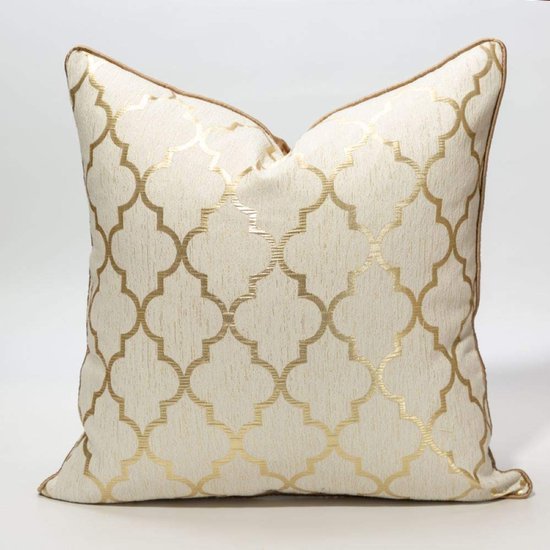 Unyqoos® Unieke Goudkleurige Kussenhoes voor Stijlvolle Huisdecoratie met Onzichtbare Rits, 50 x 50 cm, Crème