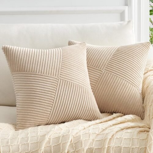 Unyqoos ® Kussenslopen Set van 2 in Corduroy Fluweel met Geometrisch Windmolen Patroon voor Woonkamer en Slaapkamer Decoratie