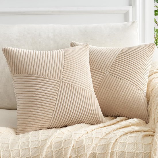 Unyqoos ® Kussenslopen Set van 2 in Corduroy Fluweel met Geometrisch Windmolen Patroon voor Woonkamer en Slaapkamer Decoratie