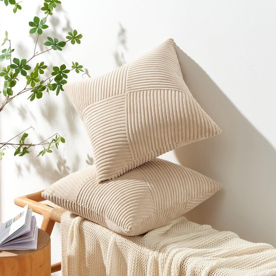 Unyqoos ® Kussenslopen Set van 2 in Corduroy Fluweel met Geometrisch Windmolen Patroon voor Woonkamer en Slaapkamer Decoratie