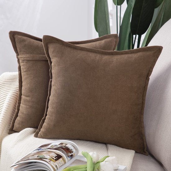Unyqoos® Set van 2 Luxe Vierkante Chenille Kussenhoezen voor Woonkamer en Slaapkamer, 45 x 45 cm