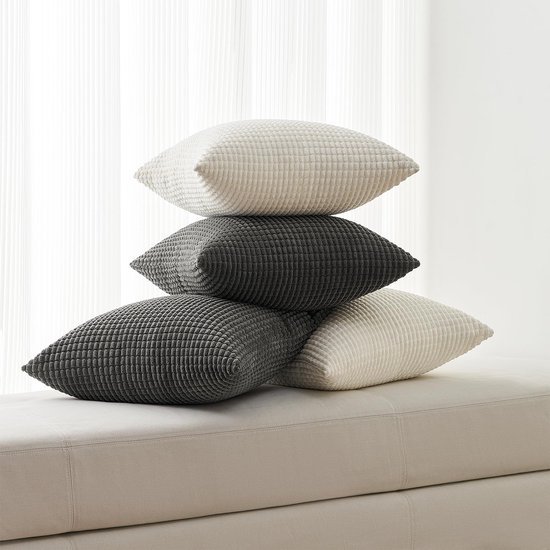 Unyqoos® Kussenslopen Set van 4 in Zacht Antraciet Corduroy voor Stijlvolle Interieurdecoratie