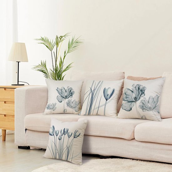 Unyqoos ® Set van 4 Bloemenpatroon Kussenhoezen voor Binnen en Buiten, 40 x 40 cm