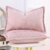 Unyqoos ® Set van 2 Luxe Chenille en Fluweel Kussenhoezen met Stijlvolle Rand in Roze, 30 x 50 cm