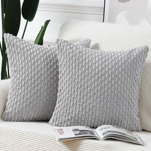 550x550-37712.jpg Unyqoos® Set van 2 Stijlvolle Boho Kussenslopen in Zachte Corduroy voor Slaapkamer en Bank, Lichtgrijs 50x50 cm