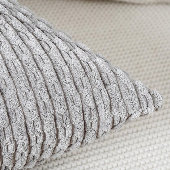 Unyqoos® Set van 2 Stijlvolle Boho Kussenslopen in Zachte Corduroy voor Slaapkamer en Bank, Lichtgrijs 50x50 cm
