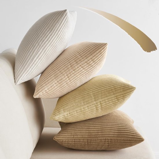550x550-37721.jpg Unyqoos® Set van 4 Luxe Ribfluwelen Kussenslopen in Beige voor Stijlvolle Woondecoratie