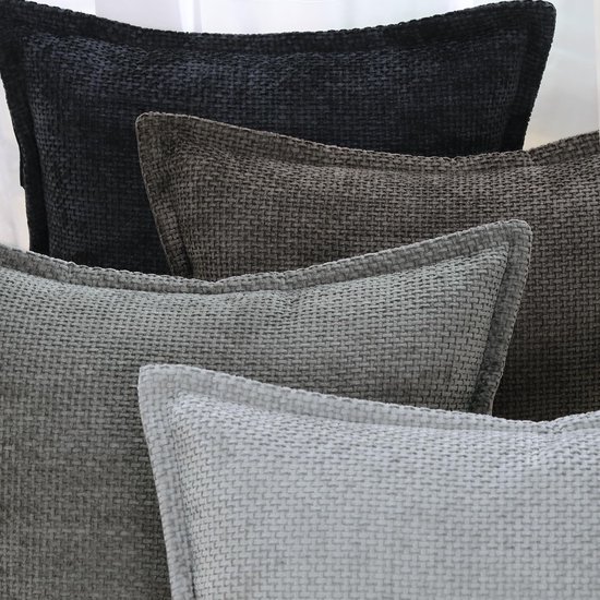 Unyqoos ® Set van 2 Luxe Chenille en Fluweel Decoratieve Kussenhoezen met Stijlvolle Rand voor Bank en Slaapkamer