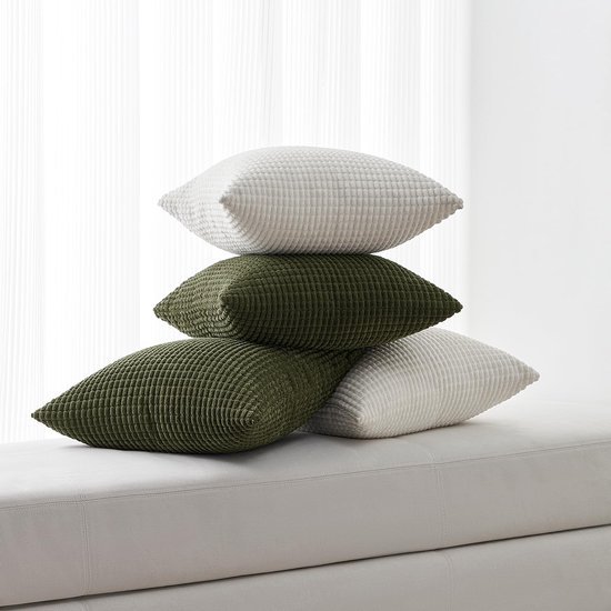 Unyqoos® Kussenslopen Set van 4 in Olijfgroen Corduroy voor Diverse Interieur Stijlen en Comfort