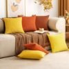 Unyqoos ® Set van 2 Comfortabele Fluwelen Kussenslopen voor Herfst Decoratie in Levendig Oranje