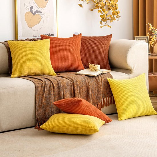 Unyqoos ® Set van 2 Comfortabele Fluwelen Kussenslopen voor Herfst Decoratie in Levendig Oranje