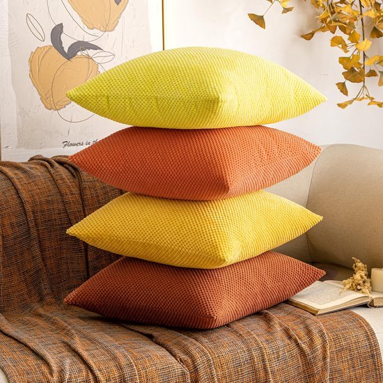 Unyqoos ® Set van 2 Comfortabele Fluwelen Kussenslopen voor Herfst Decoratie in Levendig Oranje