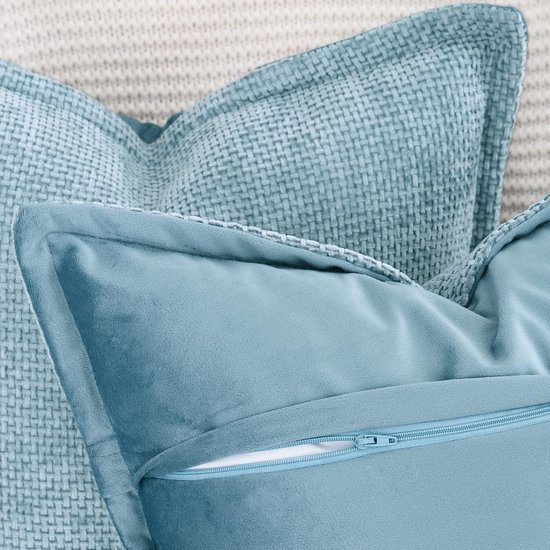 Unyqoos ® Set van 2 Luxe Chenille en Fluwelen Kussenhoezen met Stijlvolle Rand voor Woonkamer en Slaapkamer