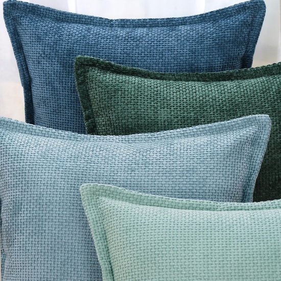 Unyqoos ® Set van 2 Luxe Chenille en Fluwelen Kussenhoezen met Stijlvolle Rand voor Woonkamer en Slaapkamer