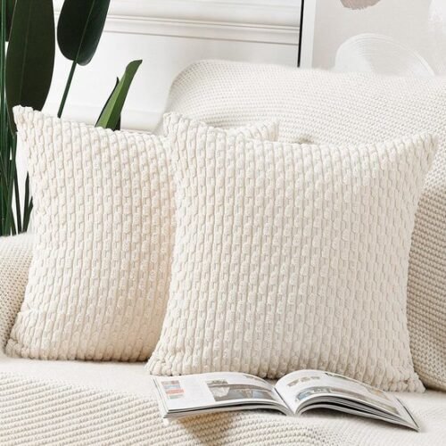 550x550-37828.jpg Unyqoos® Stijlvolle Set van 2 Zachte Gestreepte Kussenhoezen voor Slaapkamer en Bank 50x50 cm