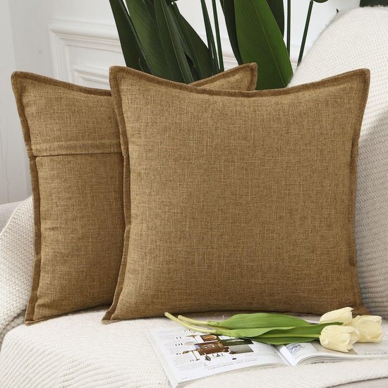 Unyqoos® Stijlvolle Set van 2 Zachte Linnen Kussenhoezen voor Slaapkamer en Woonkamer Decoratie