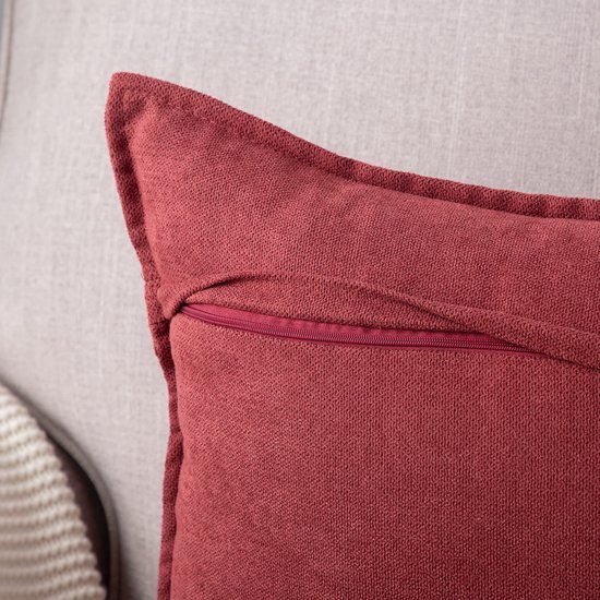 Unyqoos® Set van Twee Luxe Chenille Kussenhoezen voor Bank en Slaapkamer in Bordeauxrood