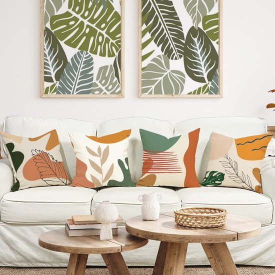 Unyqoos ® Stijlvolle Set van 4 Geometrische Kussenhoezen voor Binnen en Buiten 40 x 40 cm