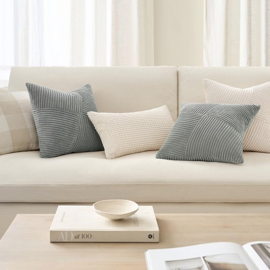 Unyqoos ® Sierlijke Set van 2 Kussenslopen met Geometrisch Patroon voor Bank en Slaapkamer, 40 x 40 cm, Grijs