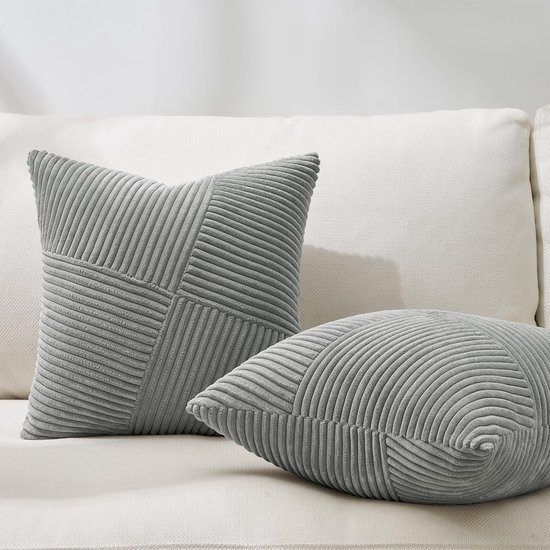 Unyqoos ® Sierlijke Set van 2 Kussenslopen met Geometrisch Patroon voor Bank en Slaapkamer, 40 x 40 cm, Grijs
