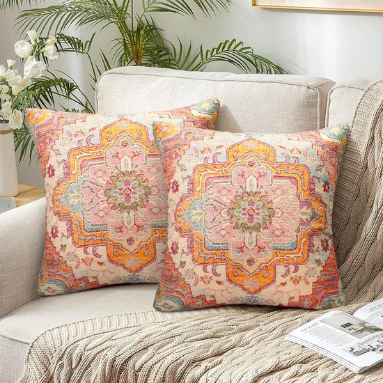 550x550-37885.jpg Unyqoos® Chique Boho Kussenhoezen Set van 2 met Geometrisch Tapijtpatroon en Mandala Bloem Design