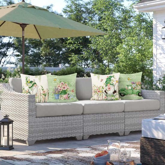 Unyqoos ® Set van 4 Decoratieve Kussenslopen met Lente Thema voor Bank en Tuin, 45 x 45 cm