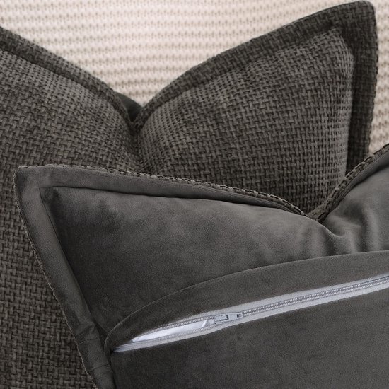 Unyqoos ® Stijlvolle en Zachte Chenille-Fluwelen Kussenhoezen met Franjes voor Woonkamer en Slaapkamer, Set van 2, 30 x 50 cm, Donkertaupe